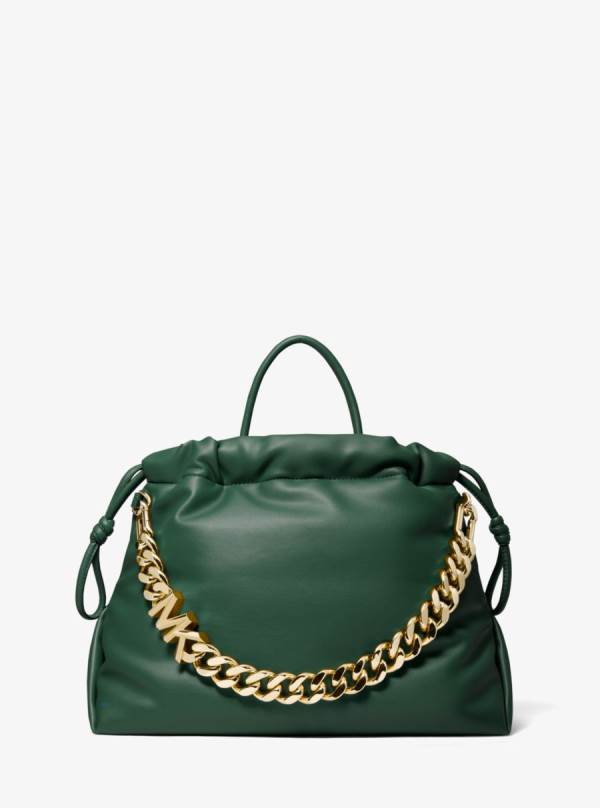 Damske Prenosná Taška Michael Kors Lina Medium Logo Faux Leather Olivovo Zelená - Kabelky Michael Kors Outlet | CPERJ-1845
